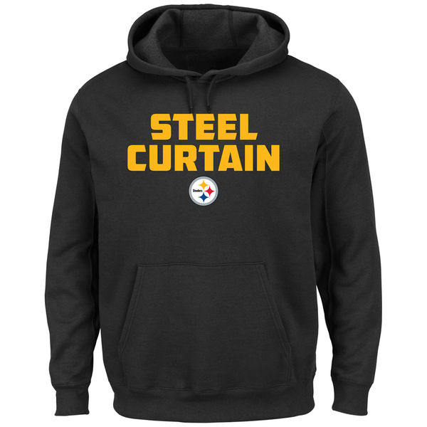 Men Pittsburgh Steelers Majestic Hot Phrase Pullover Hoodie Black